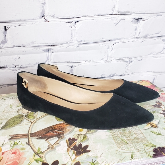 Tory Burch Shoes - Tory Burch Elizabeth Black Suede Pointed Toe Flats